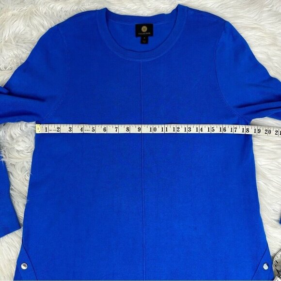 JM Collection Women's NWT Seaport Blue Crew Neck Modern Tunic Knit Sweater M/C36 - Picture 11 of 12